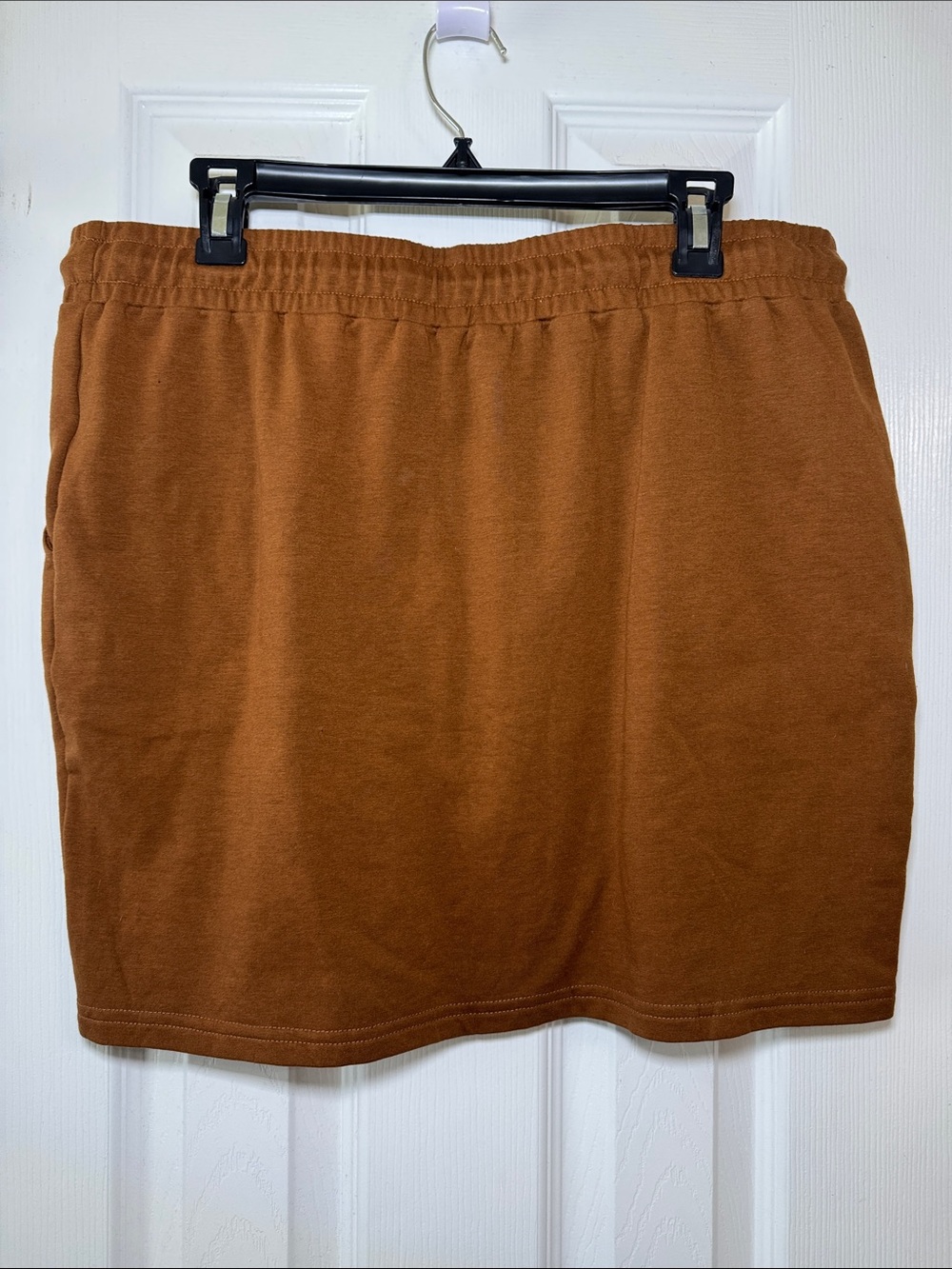 Rust Brown Drawstring Knit Mini Skirt - Picture 7 of 9